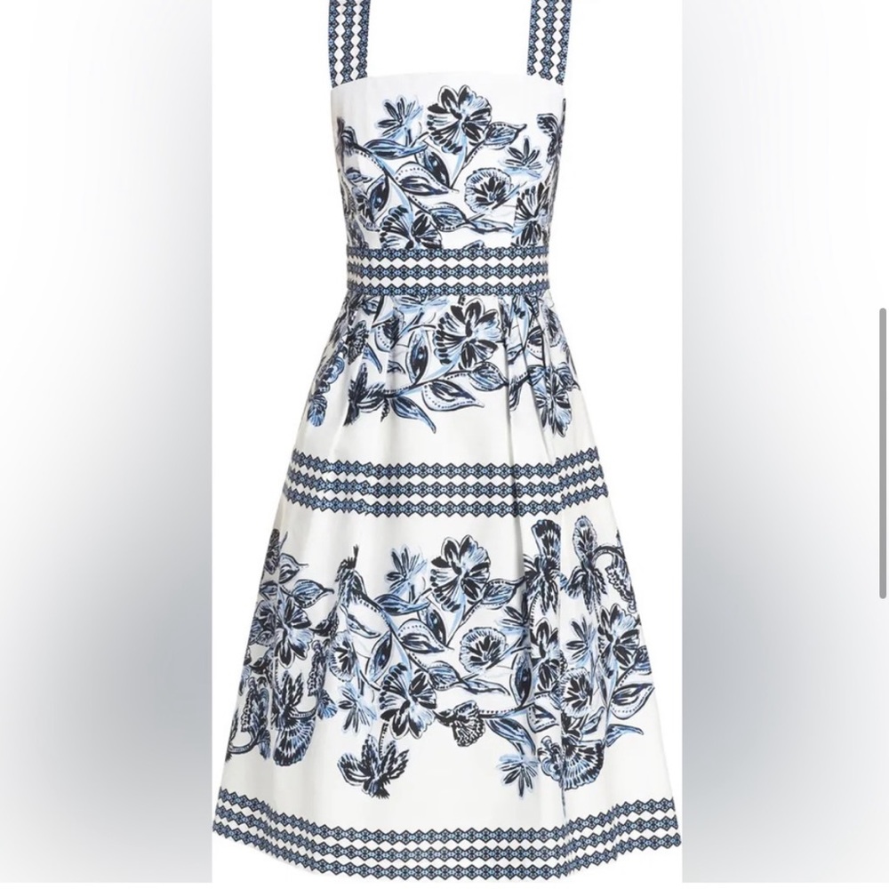 Vince Camuto Blue Watercolor Floral Garden Dress